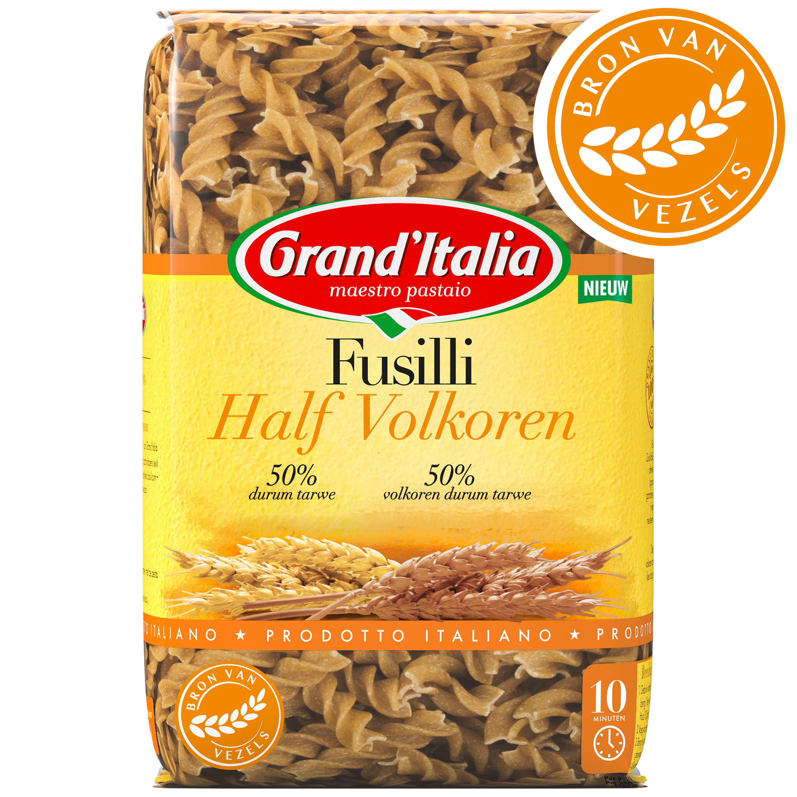 Grand'Italia Fusilli Half Volkoren Pasta
